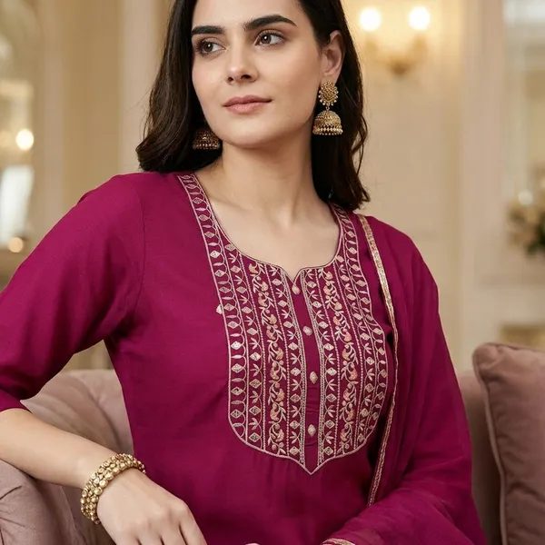 Maroon_Cotton_Premium_Kurta_Set_For_Women