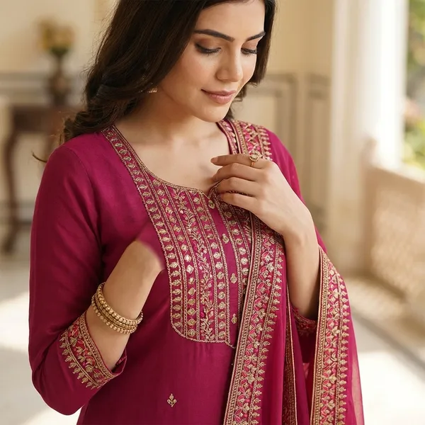 Pink_Cotton_Premium_Kurta_Set_For_Women