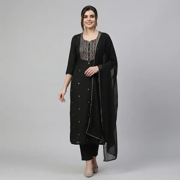 Black_Cotton_Premium_Kurta_Set_For_Women