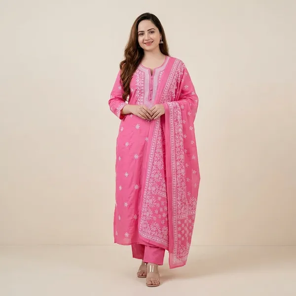 Pink_Cotton_Premium_Kurta_Set_For_Women
