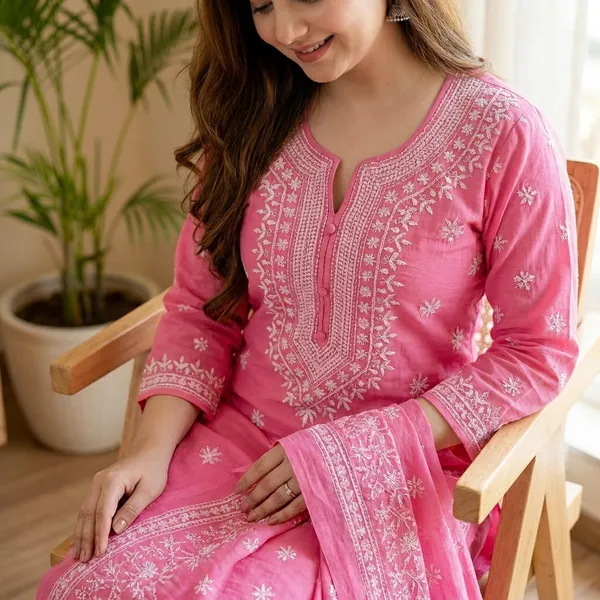 Pink_Cotton_Premium_Kurta_Set_For_Women