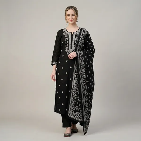 Black_Cotton_Premium_Kurta_Set_For_Women