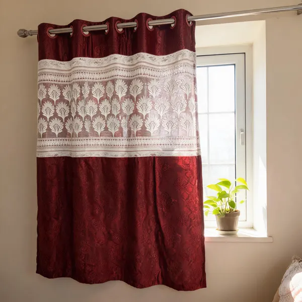 Polyester_Maroon_Traditional_Floral_Print_Eyelet_Curtain