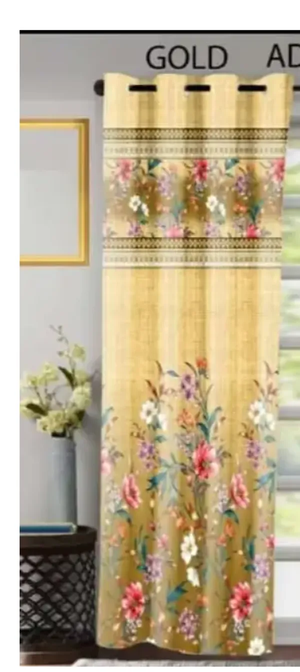 Polyester_Gold_Floral_Print_Window_Curtain