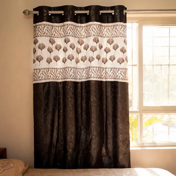 Polyester_Black_Ivory_Tree_Motif_Floral_Print_Curtain