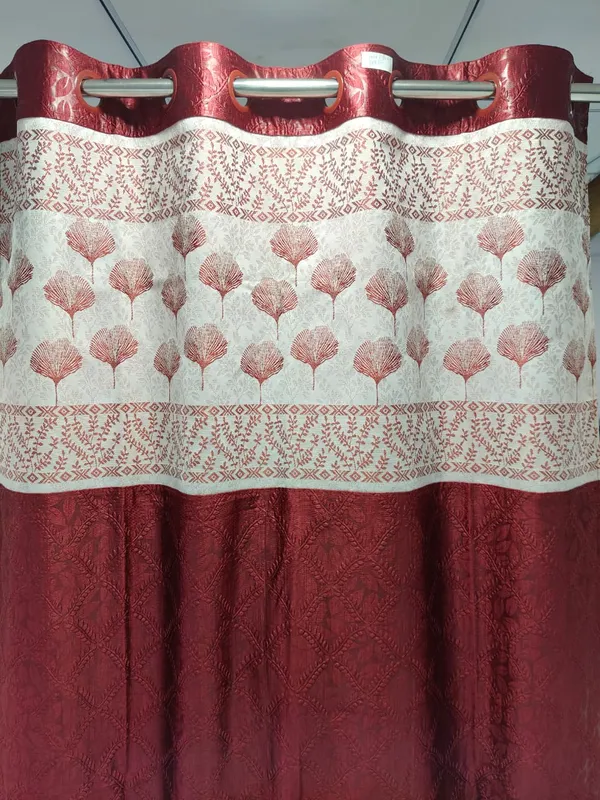 Polyester_Maroon_Floral_Geometric_Print_Eyelet_Curtain