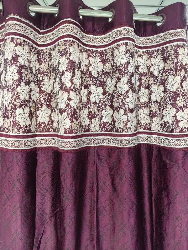 Polyester_Purple_Floral_Grommet_Window_Curtain