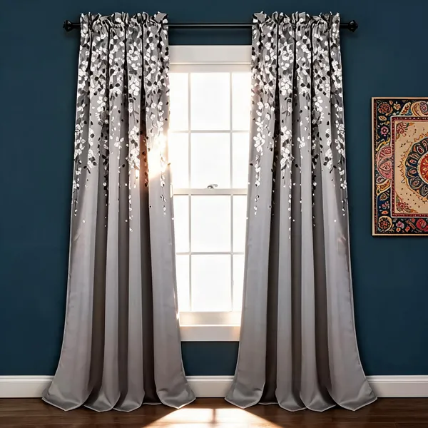 Polyester_Grey_Floral_Print_Window_Curtain