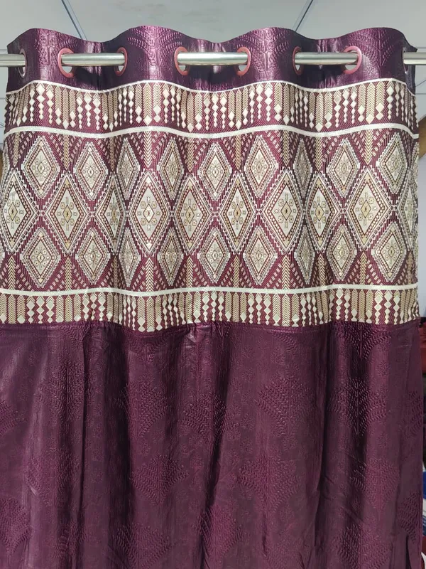 Polyester_Traditional_Geometric_Diamond_Print_Eyelet_Curtain