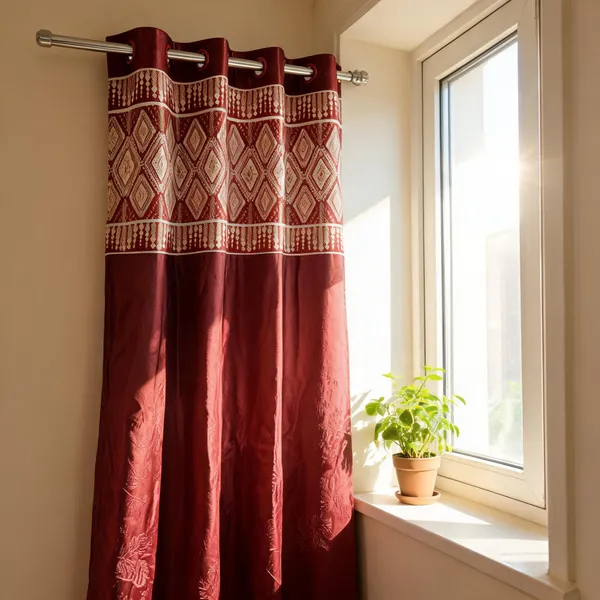 Polyester_Traditional_Geometric_Diamond_Print_Eyelet_Curtain