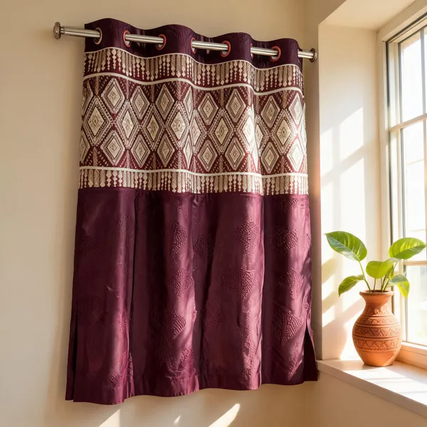 Polyester_Traditional_Geometric_Diamond_Print_Eyelet_Curtain