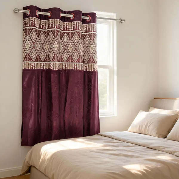 Polyester_Traditional_Geometric_Diamond_Print_Eyelet_Curtain