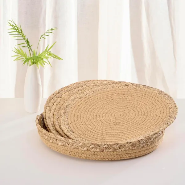 Braided_Placemats_And_Coasters_Set_Cotton_Jute_Blend_Multi_Colors_For_Dining_Table