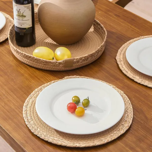 Braided_Placemats_And_Coasters_Set_Cotton_Jute_Blend_Multi_Colors_For_Dining_Table