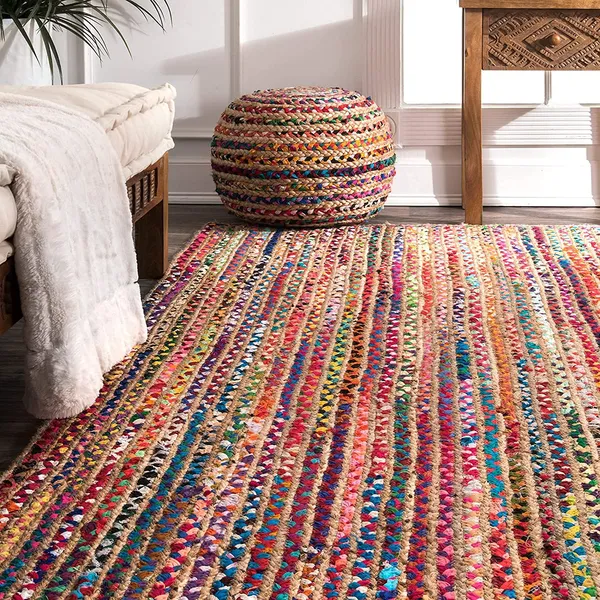 Home_Furnishing_Handwoven_Chindi_Jute_Round_Natural_Fibers_Braided_Reversible_Rug_For_Bedroom_Living_Room_Dining_Room_Multicolour_Chindi_Mulit_Chindi_Chindi_Jute