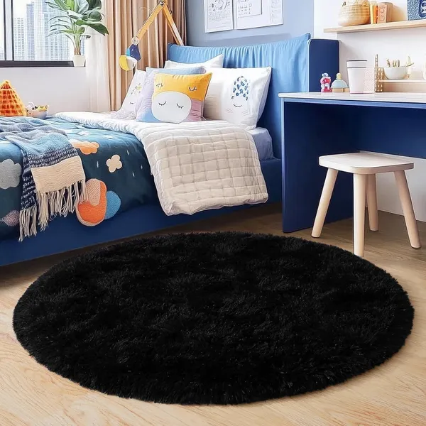 Shaggy_Round_Carpet_Soft_Fluffy_Anti_Skid_Washable_Plush_Rug_Thick_Modern_Decorative_Floor_Mat_For_Bedroom_Living_Room_Kids_Room_Etc_Color_Black