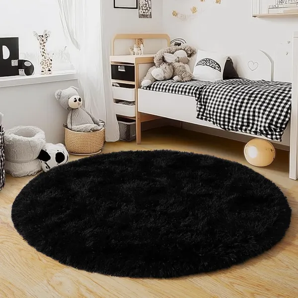 Shaggy_Round_Carpet_Soft_Fluffy_Anti_Skid_Washable_Plush_Rug_Thick_Modern_Decorative_Floor_Mat_For_Bedroom_Living_Room_Kids_Room_Etc_Color_Black