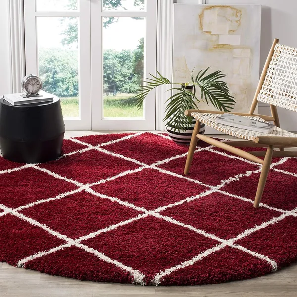 Shaggy_Round_Carpet_Soft_Fluffy_Anti_Skid_Washable_Plush_Rug_Thick_Modern_Decorative_Floor_Mat_For_Bedroom_Living_Room_Kids_Room_Etc_Color_Red_Box