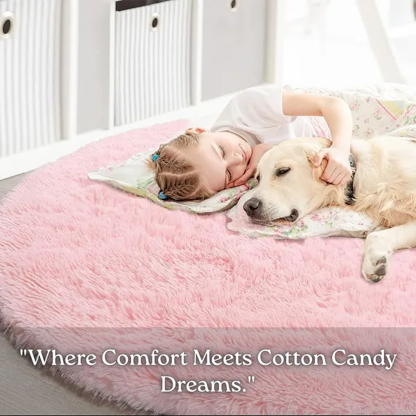 Shaggy_Round_Carpet_Soft_Fluffy_Anti_Skid_Washable_Plush_Rug_Thick_Modern_Decorative_Floor_Mat_For_Bedroom_Living_Room_Kids_Room_Etc_Color_Pink