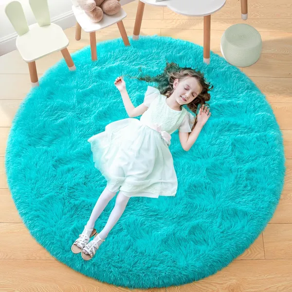 Shaggy_Round_Carpet_Soft_Fluffy_Anti_Skid_Washable_Plush_Rug_Thick_Modern_Decorative_Floor_Mat_For_Bedroom_Living_Room_Kids_Room_Etc_Color_Turquoise