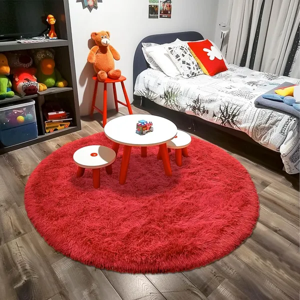 Shaggy_Round_Carpet_Soft_Fluffy_Anti_Skid_Washable_Plush_Rug_Thick_Modern_Decorative_Floor_Mat_For_Bedroom_Living_Room_Kids_Room_Etc_Color_Red