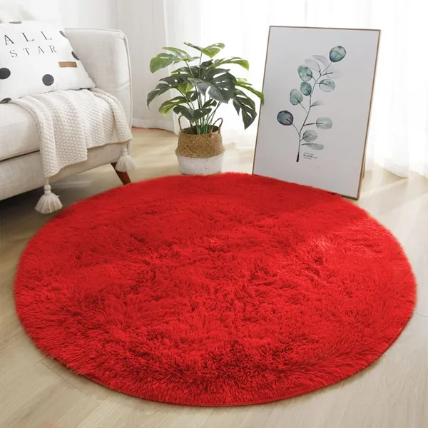 Shaggy_Round_Carpet_Soft_Fluffy_Anti_Skid_Washable_Plush_Rug_Thick_Modern_Decorative_Floor_Mat_For_Bedroom_Living_Room_Kids_Room_Etc_Color_Red