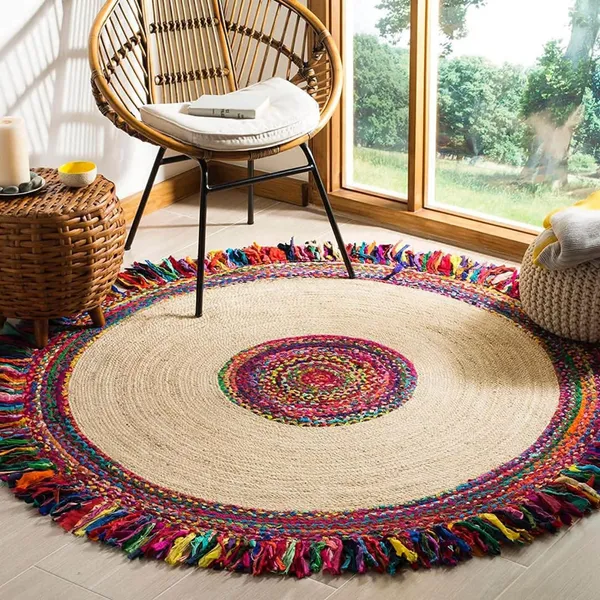 Jute_Round_Handwoven_Natural_Fiber_Rug_For_Living_Room_Bedroom_Dining_Eco_Friendly_Boho_Braided_Floor_Mat_Durable_Area_Rug_For_Home_Office_Color_Chindi_Lase