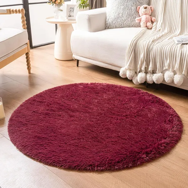Shaggy_Round_Carpet_Soft_Fluffy_Anti_Skid_Washable_Plush_Rug_Thick_Modern_Decorative_Floor_Mat_For_Bedroom_Living_Room_Kids_Room_Etc_Color_Maroon
