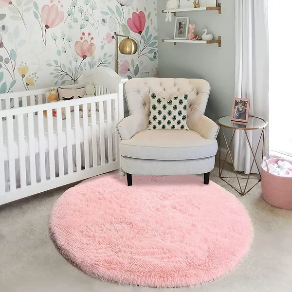 Shaggy_Round_Carpet_Soft_Fluffy_Anti_Skid_Washable_Plush_Rug_Thick_Modern_Decorative_Floor_Mat_For_Bedroom_Living_Room_Kids_Room_Etc_Color_Pink