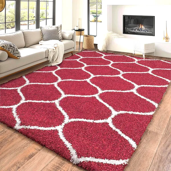 Premium_Shaggy_Carpet_Soft_Luxurious_Non_Slip_Comfort_For_Bedroom_Living_Room_Office_Colour_Red_Ivory