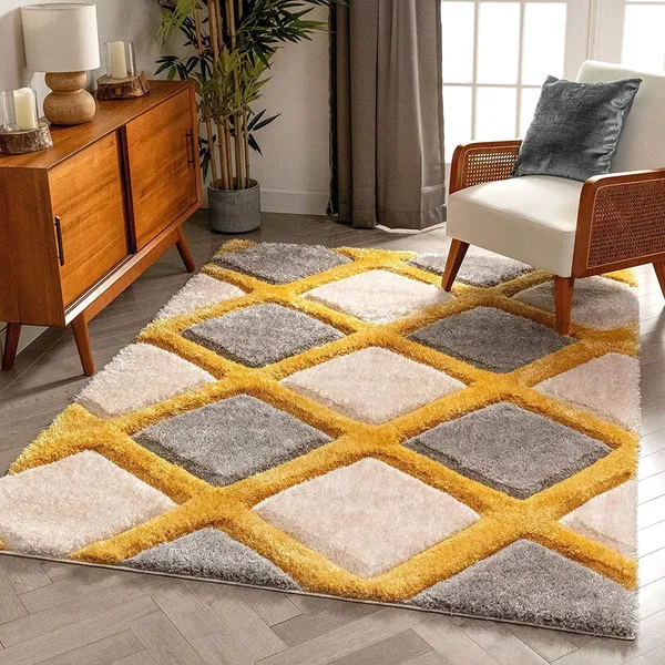 Super_Soft_Shaggy_Carpet_Luxury_Comfort_For_Living_Room_Bedroom_3_D_Rugs_Clr_Yellow_Line_3_D