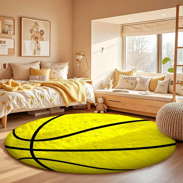 Super_Soft_Shaggy_Carpet_Luxury_Comfort_For_Living_Room_Bedroom_3_D_Round_Clr_Yellow_Ball