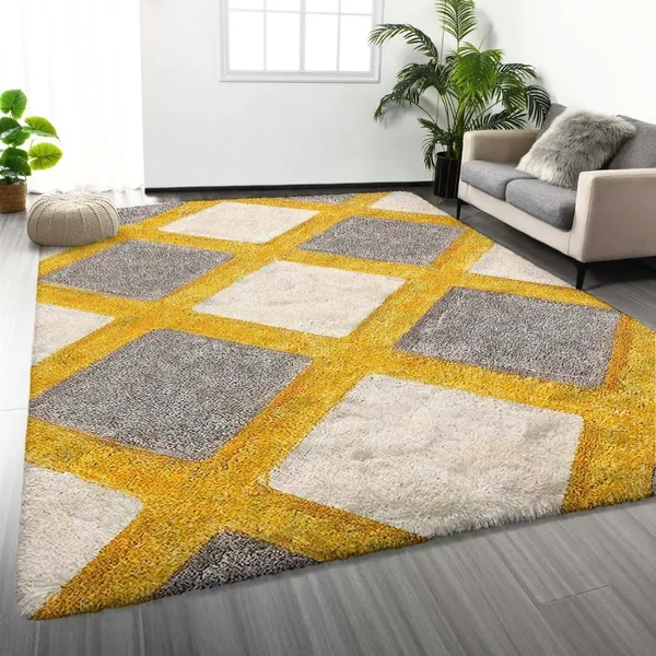 Ultra_Soft_Shaggy_Carpet_For_Living_Room_Bedroom_Premium_Fluffy_Area_Rug_Yellow_Line_3_D