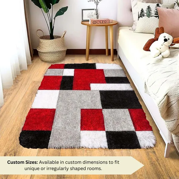 Ultra_Soft_Shaggy_Carpet_For_Living_Room_Bedroom_Premium_Fluffy_Area_Rug_Red_Black_3_D