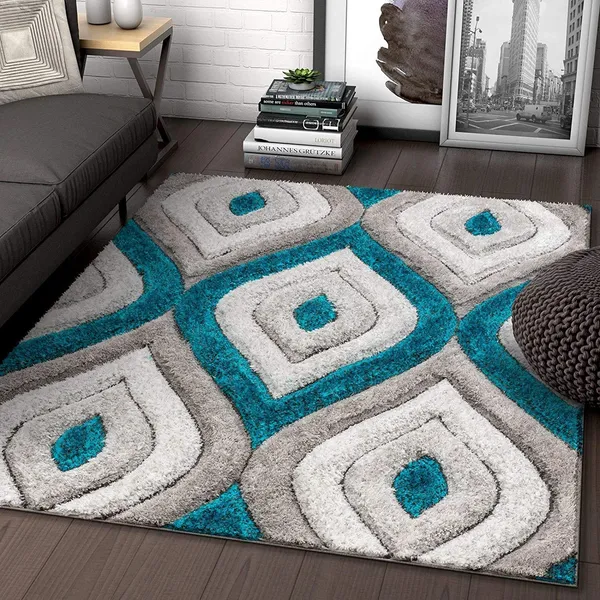 Ultra_Soft_Shaggy_Carpet_For_Living_Room_Bedroom_Premium_Fluffy_Area_Rug_Ivory_Turquoise_3_D
