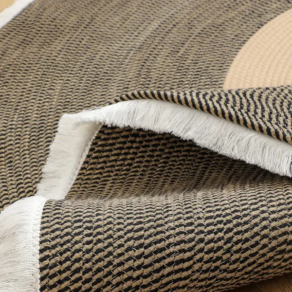 Braided_Cotton_Dori_Round_Carpet_Modern_Traditional_Design_Clr_Beige_Black