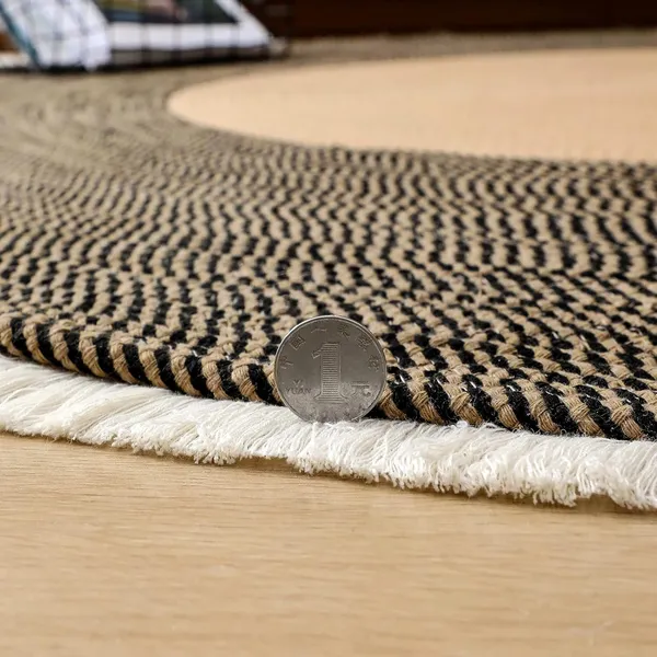 Braided_Cotton_Dori_Round_Carpet_Modern_Traditional_Design_Clr_Beige_Black