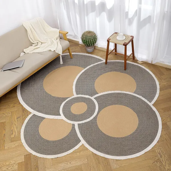Braided_Cotton_Dori_Round_Carpet_Modern_Traditional_Design_Clr_Beige_Black