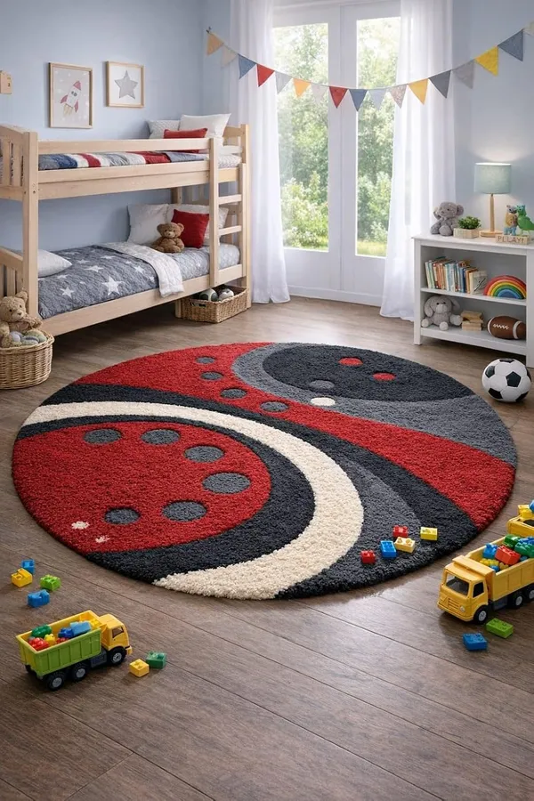 Premium_Shaggy_Round_Rug_Ultra_Soft_Bedroom_Living_Room_Hall_Modern_Carpet_For_Home_Decor_Color_Red_Black_3_D