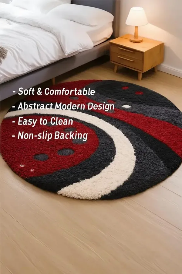 Premium_Shaggy_Round_Rug_Ultra_Soft_Bedroom_Living_Room_Hall_Modern_Carpet_For_Home_Decor_Color_Red_Black_3_D