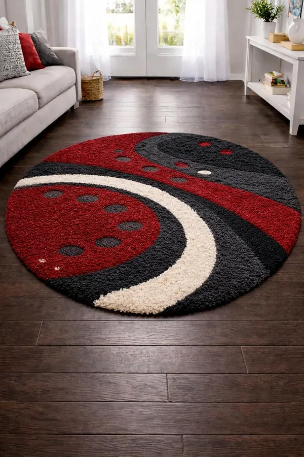 Premium_Shaggy_Round_Rug_Ultra_Soft_Bedroom_Living_Room_Hall_Modern_Carpet_For_Home_Decor_Color_Red_Black_3_D