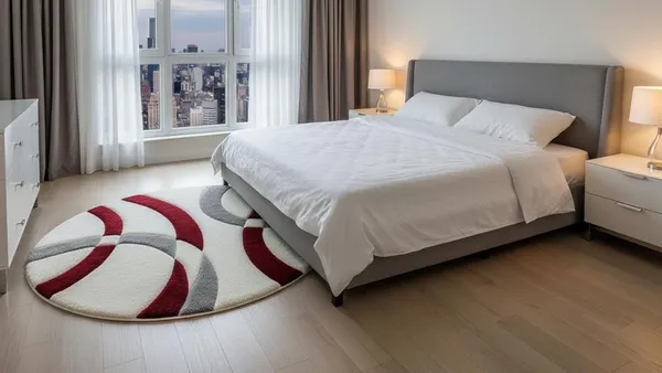 Premium_Shaggy_Round_Rug_Ultra_Soft_Bedroom_Living_Room_Hall_Modern_Carpet_For_Home_Decor_Color_Ivory_Maroon_3_D