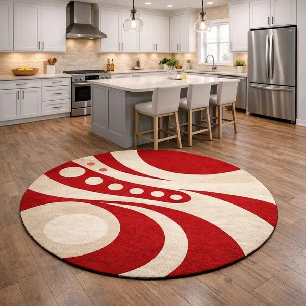 Premium_Shaggy_Round_Rug_Ultra_Soft_Bedroom_Living_Room_Hall_Modern_Carpet_For_Home_Decor_Color_Red_Beige_3_D