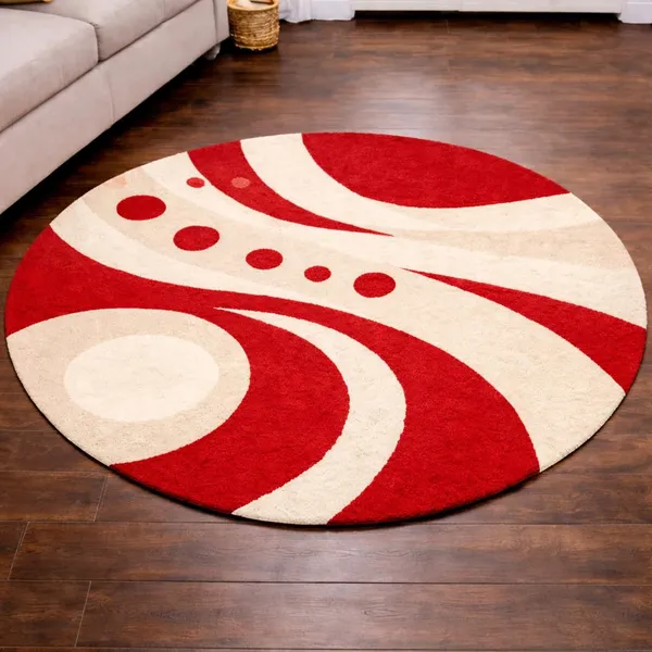 Premium_Shaggy_Round_Rug_Ultra_Soft_Bedroom_Living_Room_Hall_Modern_Carpet_For_Home_Decor_Color_Red_Beige_3_D