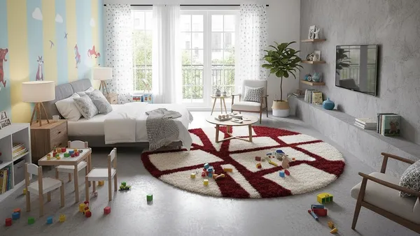 Premium_Shaggy_Round_Rug_Ultra_Soft_Bedroom_Living_Room_Hall_Modern_Carpet_For_Home_Decor_Color_Red_White_Box_3_D