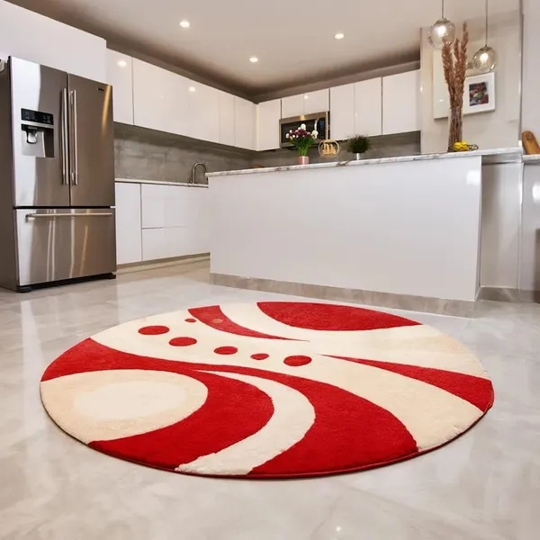 Premium_Shaggy_Round_Rug_Ultra_Soft_Bedroom_Living_Room_Hall_Modern_Carpet_For_Home_Decor_Color_Red_Beige_3_D