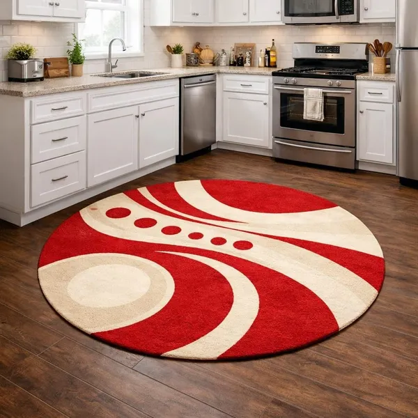 Premium_Shaggy_Round_Rug_Ultra_Soft_Bedroom_Living_Room_Hall_Modern_Carpet_For_Home_Decor_Color_Red_Beige_3_D