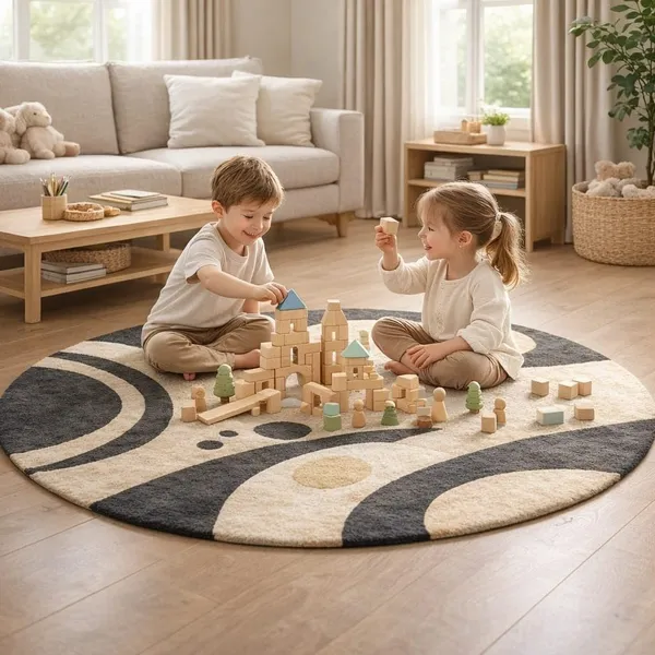 Premium_Shaggy_Round_Rug_Ultra_Soft_Bedroom_Living_Room_Hall_Modern_Carpet_For_Home_Decor_Color_Grey_Beige_3_D