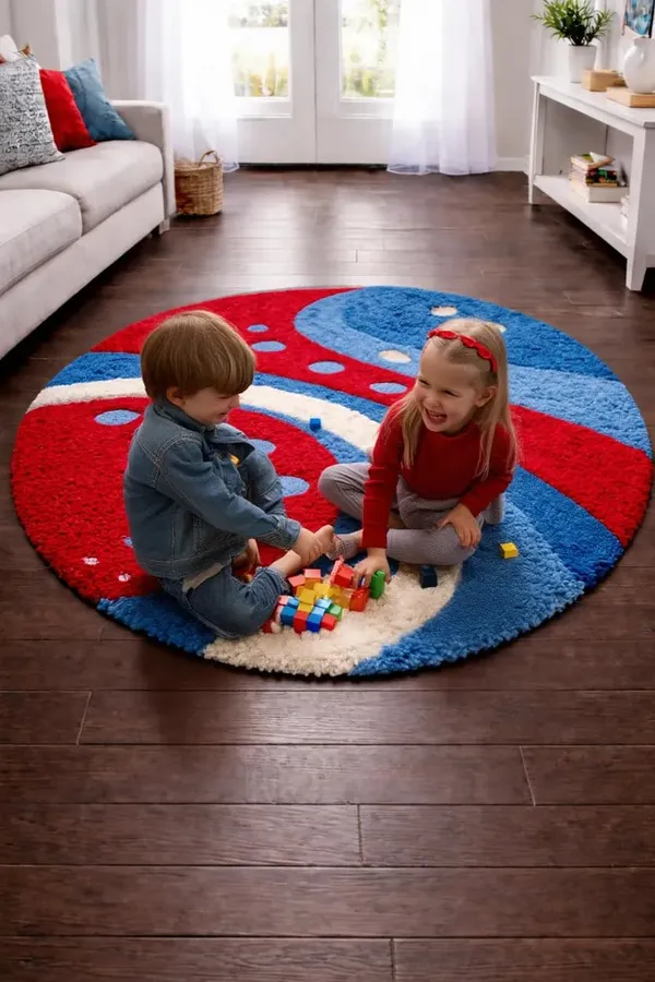 Premium_Shaggy_Round_Rug_Ultra_Soft_Bedroom_Living_Room_Hall_Modern_Carpet_For_Home_Decor_Color_Red_Turquoise_3_D
