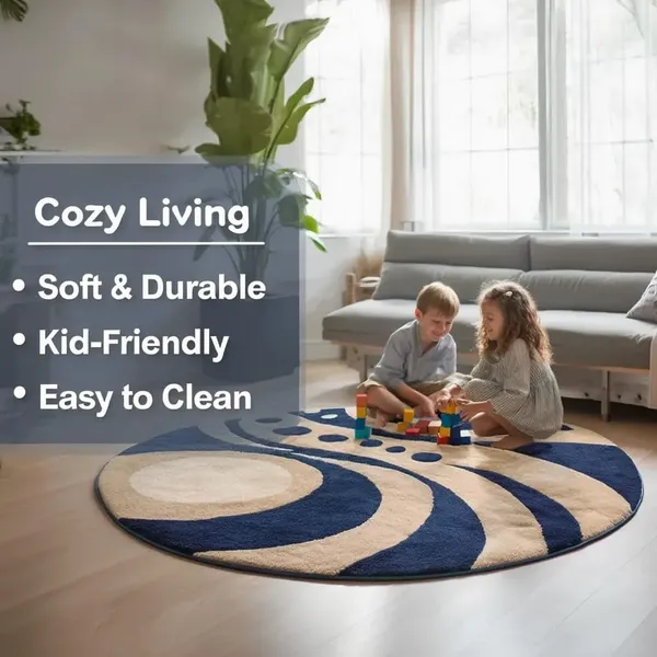 Premium_Shaggy_Round_Rug_Ultra_Soft_Bedroom_Living_Room_Hall_Modern_Carpet_For_Home_Decor_Color_Blue_Beige_3_D